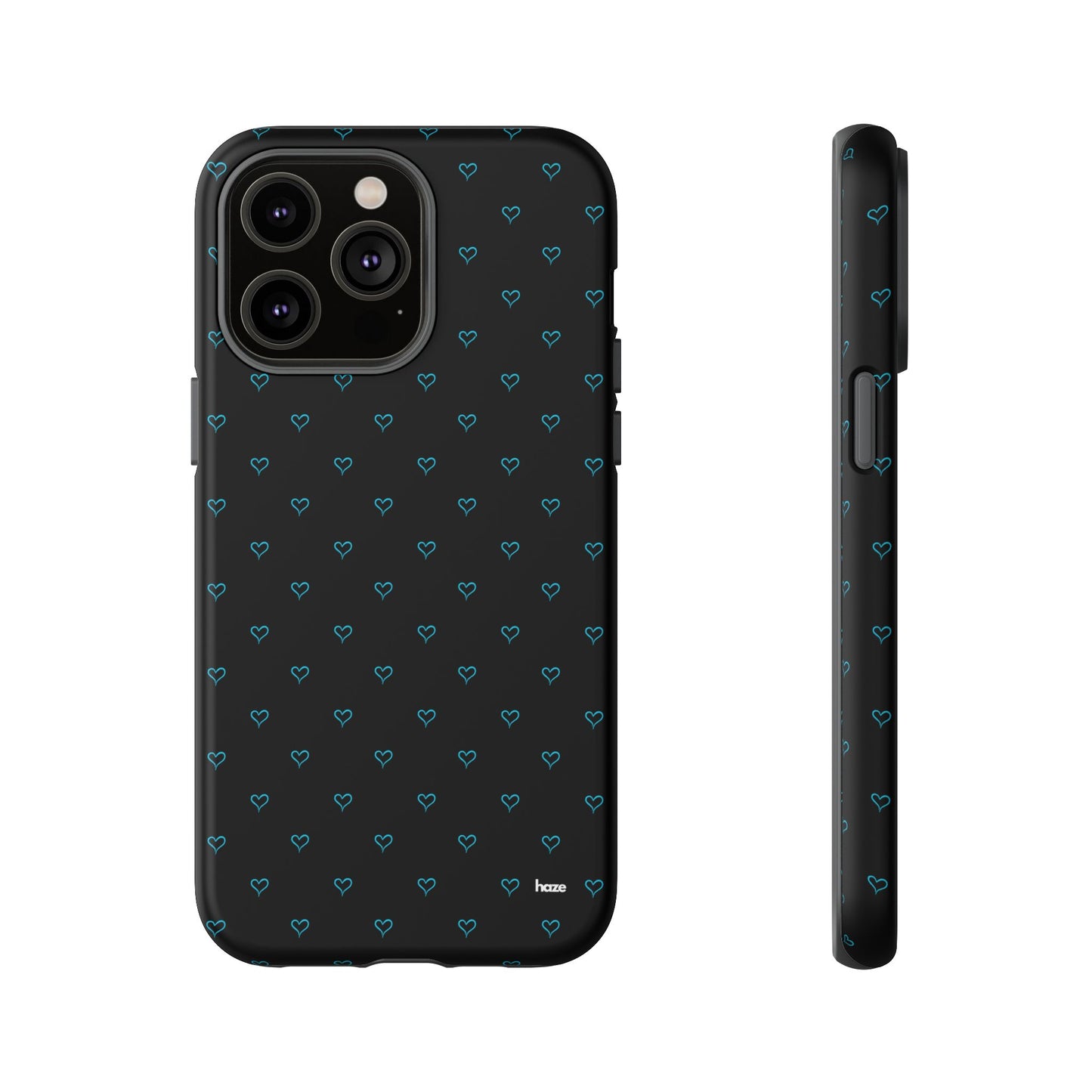 Blue Heart Pattern Black Tough Case